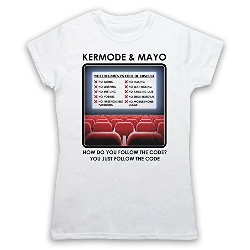 Death To Videodrome Kermode Mayo Wittertainment Code of Conduct Cinema Film Rules - Camiseta de mujer blanco 40 ES/42 ES/ X-Large
