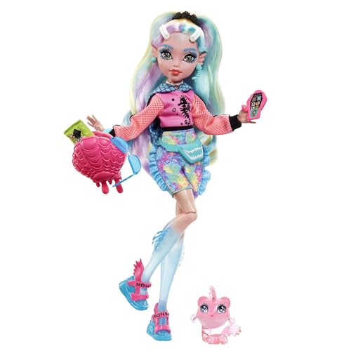 Monster High Lagoona Blue Muñeca articulada con mascota y accesorios de moda, juguete +4 años (Mattel HHK55)