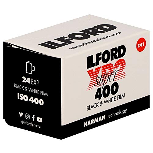 Ilford XP2 Super, película de 35mm, Rollo de 24 exposiciones, Negro