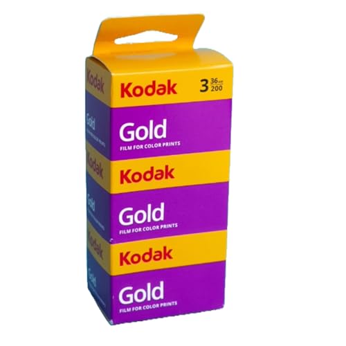 3 películas fotográficas Kodak Gold 200 ISO 36 Poses, Bobina de 35 mm. Color: