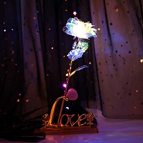 XPT Simulación Creativa Romántica 24K Lámina Plateada Flor Rosa Regalo De San Valentín Decoración del Hogar para Amantes, Mamá A