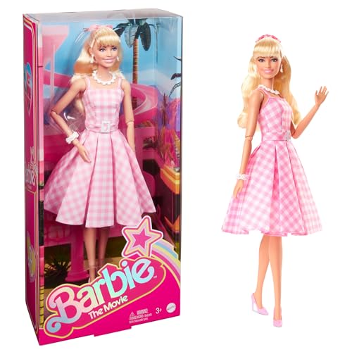 Barbie The Movie - Margot Robbie como Barbie Muñeca Signature coleccionable de la película , vestido vintage a cuadros, juguete de colección, regalo +3 años (Mattel HPJ96)