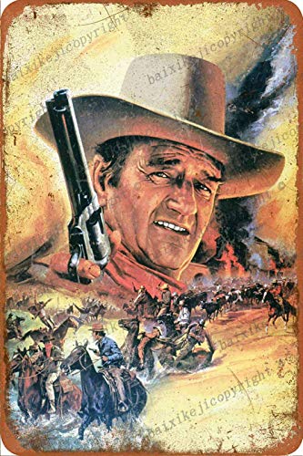 John Wayne poster Carteles de chapa vintage Cartel de chapa Retro Letrero de metal Placa Arte Decoración de pared 8 × 12 Pulgadas