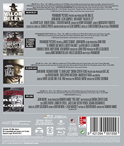 John Wayne (Blu-ray) Pack 4 peliculas: El Hombre que Mato a Liberty Balance / Valor de Ley / El Gran Jack / Rio Lobo